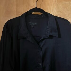 Black satin button down blouse